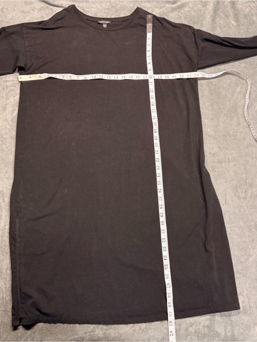 Eileen Fisher Black Side Hem Zip Boxy Dress - Picture 4 of 6